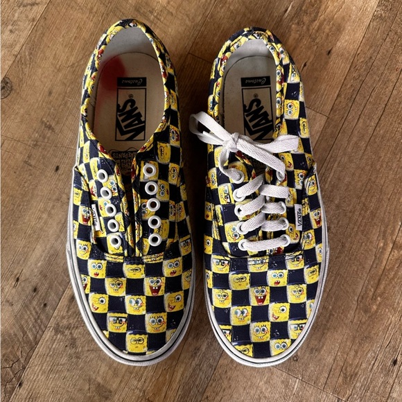 Vans X SpongeBob SquarePants Checkered Blue and Yellow Sneakers - Picture 3 of 10